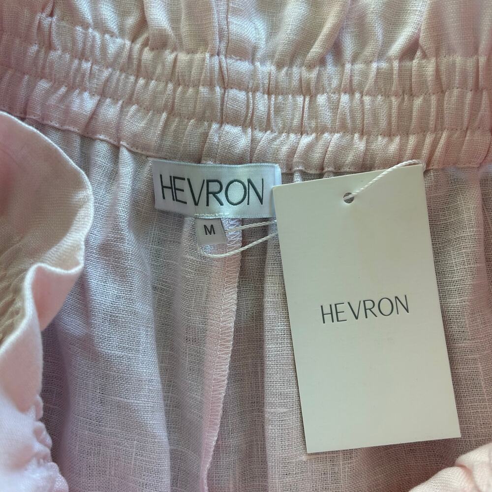 Hevron Mira Linen Shorts Rose Quartz Pink High Rise Pocket Sz M NWT - Picture 3 of 16